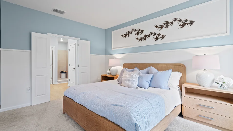 Suíte master do modelo Jagger no Wellness Ridge Clermont FL, casa Lennar em Orlando para brasileiros