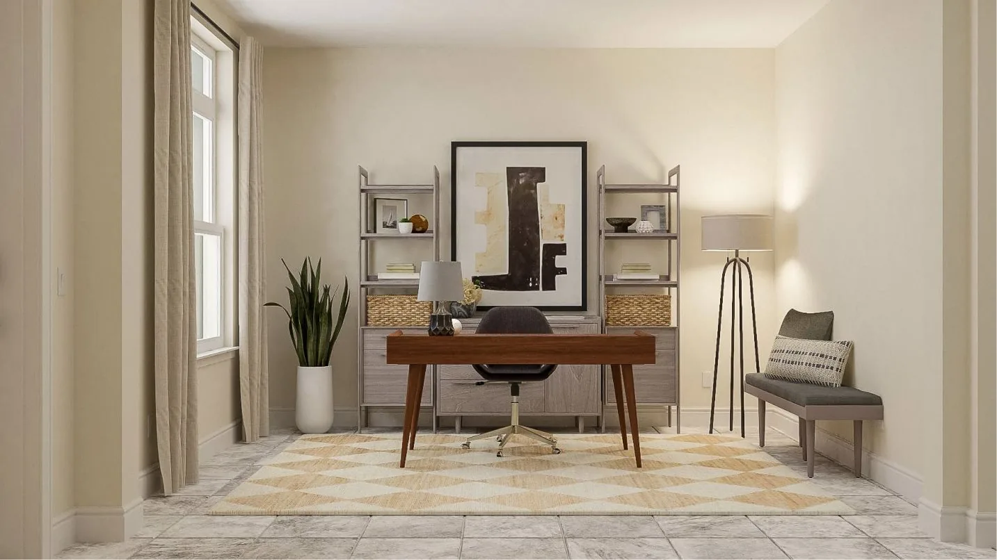 Sala flex (home office) do modelo Inverness no Wellness Ridge Clermont FL, casa Lennar em Orlando para brasileiros