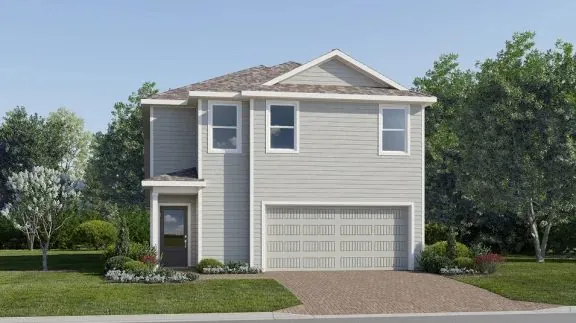 Fachada do modelo Lucia no Wellness Ridge Clermont FL, casa Lennar em Orlando para brasileiros