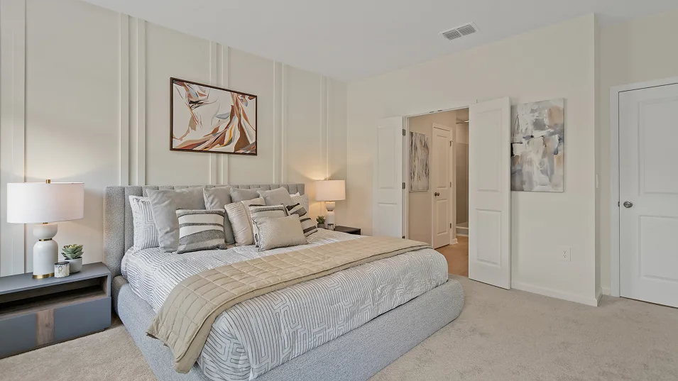 Suíte master do modelo Steely no Wellness Ridge Clermont FL, casa Lennar em Orlando para brasileiros