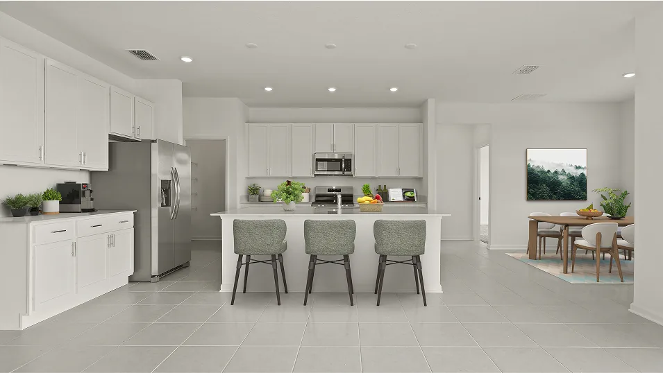 Cozinha do modelo Summerlin no Wellness Ridge Clermont FL, casa Lennar em Orlando para brasileiros