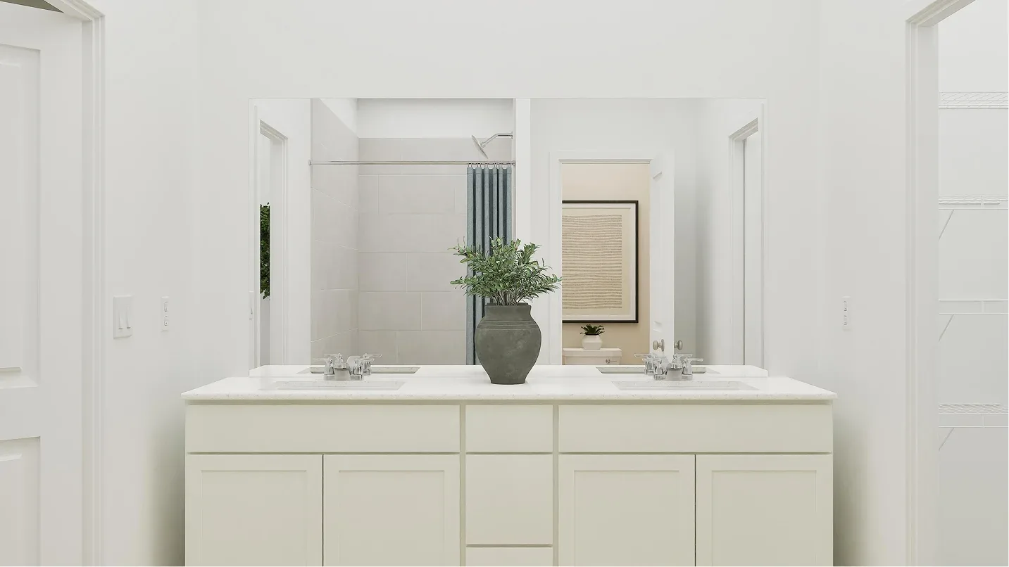 Banheiro da suite do modelo Bergen - vista 1 no Wellness Ridge Clermont FL, casa Lennar em Orlando para brasileiros