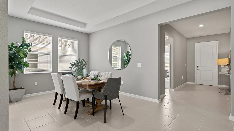 Sala de jantar do modelo Estero no Wellness Ridge Clermont FL, casa Lennar em Orlando para brasileiros