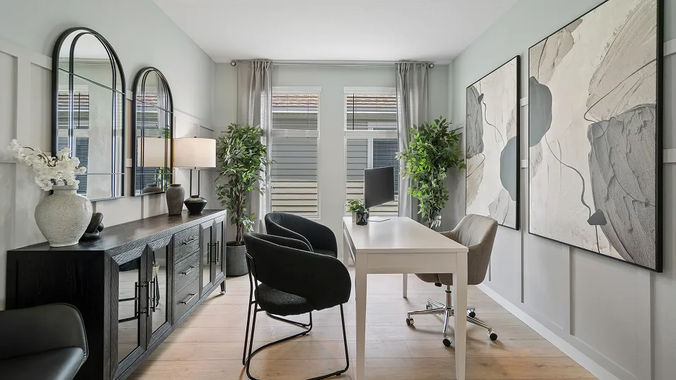 Sala flex (home office) do modelo Dylan no Wellness Ridge Clermont FL, casa Lennar em Orlando para brasileiros