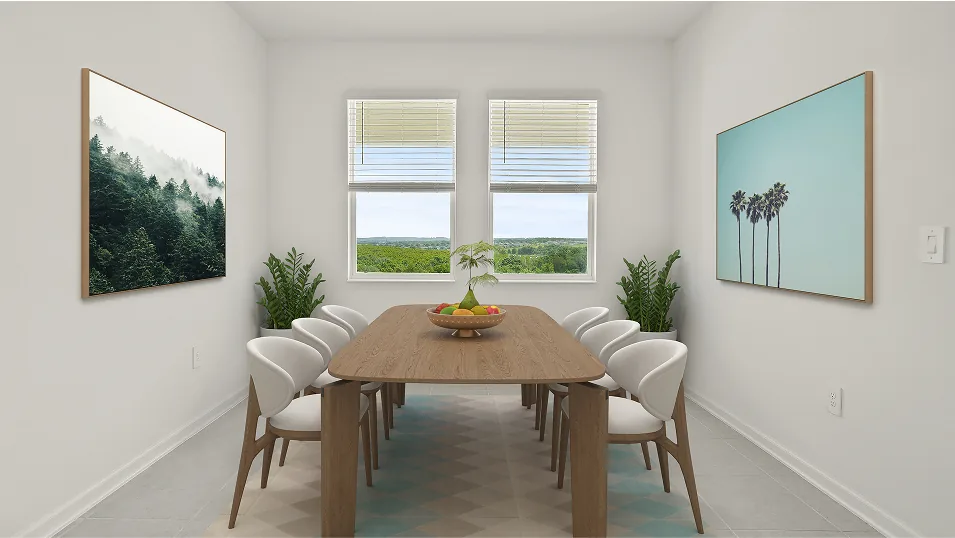 Sala de jantar do modelo Summerlin no Wellness Ridge Clermont FL, casa Lennar em Orlando para brasileiros