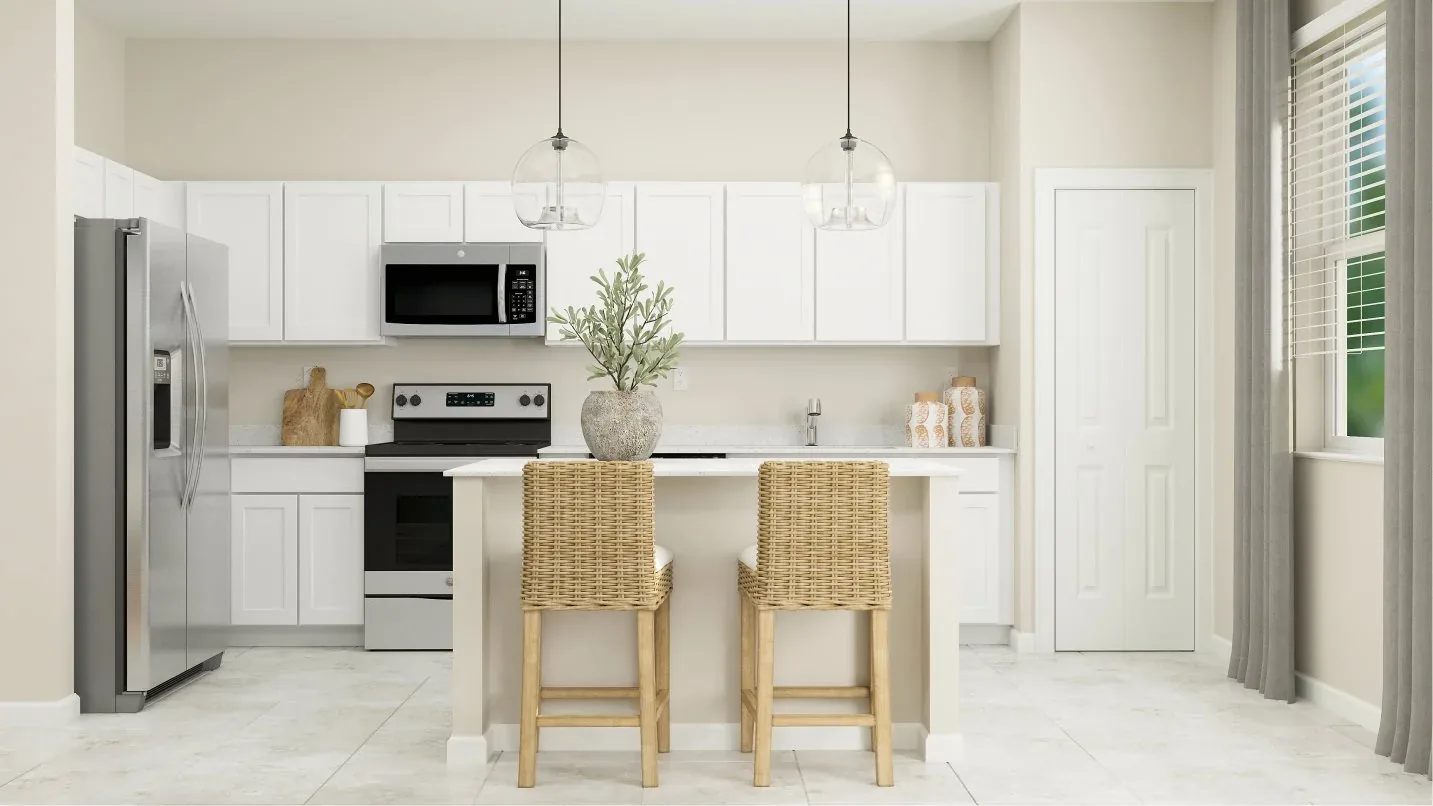 Cozinha do modelo Amalfi no Wellness Ridge Clermont FL, casa Lennar em Orlando para brasileiros